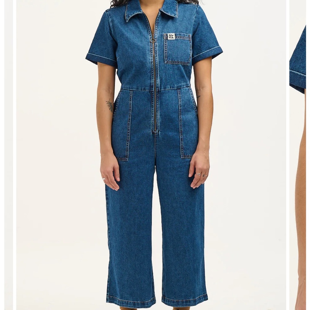 Lucy and Yak Ragan Jumpsuit Organic Denim - Mid Wash Blue size 18(US)/22(UK)